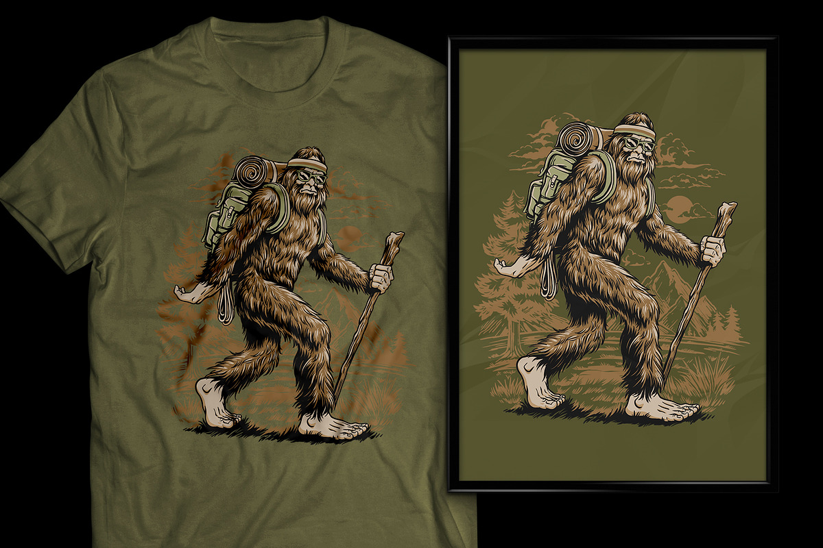 Hiking Sasquatch illustration, an Illustration by Michael_Hinkle (Photo 3 of 3)