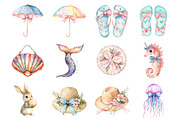 Cute Beach Clipart, an Illustration by Design Market (Thumbnail 2 of 3)