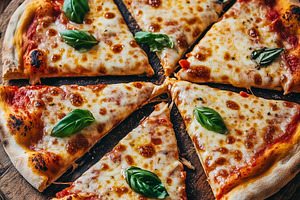 Top view on a margherita pizza, a Food & Drink Photo by MistyDay