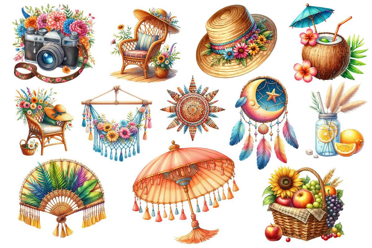 Bohemian Summer Clipart, an Illustration by Dream Creation (Photo 4 of 4)