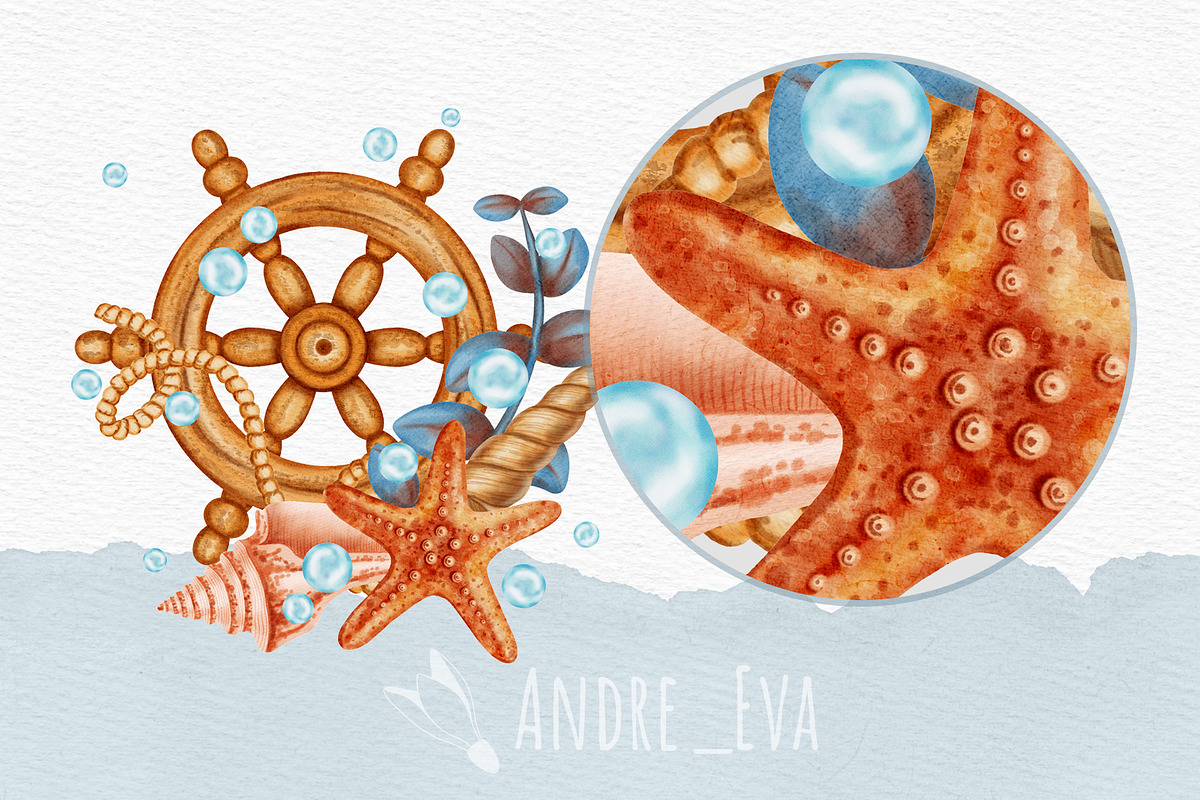 Sea Voyage Watercolor Clip Art, an Object Graphic by Andre_Eva (Photo 5 of 12)