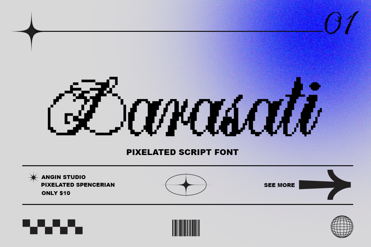 Larasati Pixelated, a Font by Angin Studio (Photo 1 of 9)