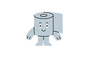 A happy toilet paper character, an Object Illustration by GraphiShop