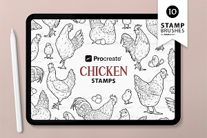 Chicken Hen Rooster Procreate Stamps