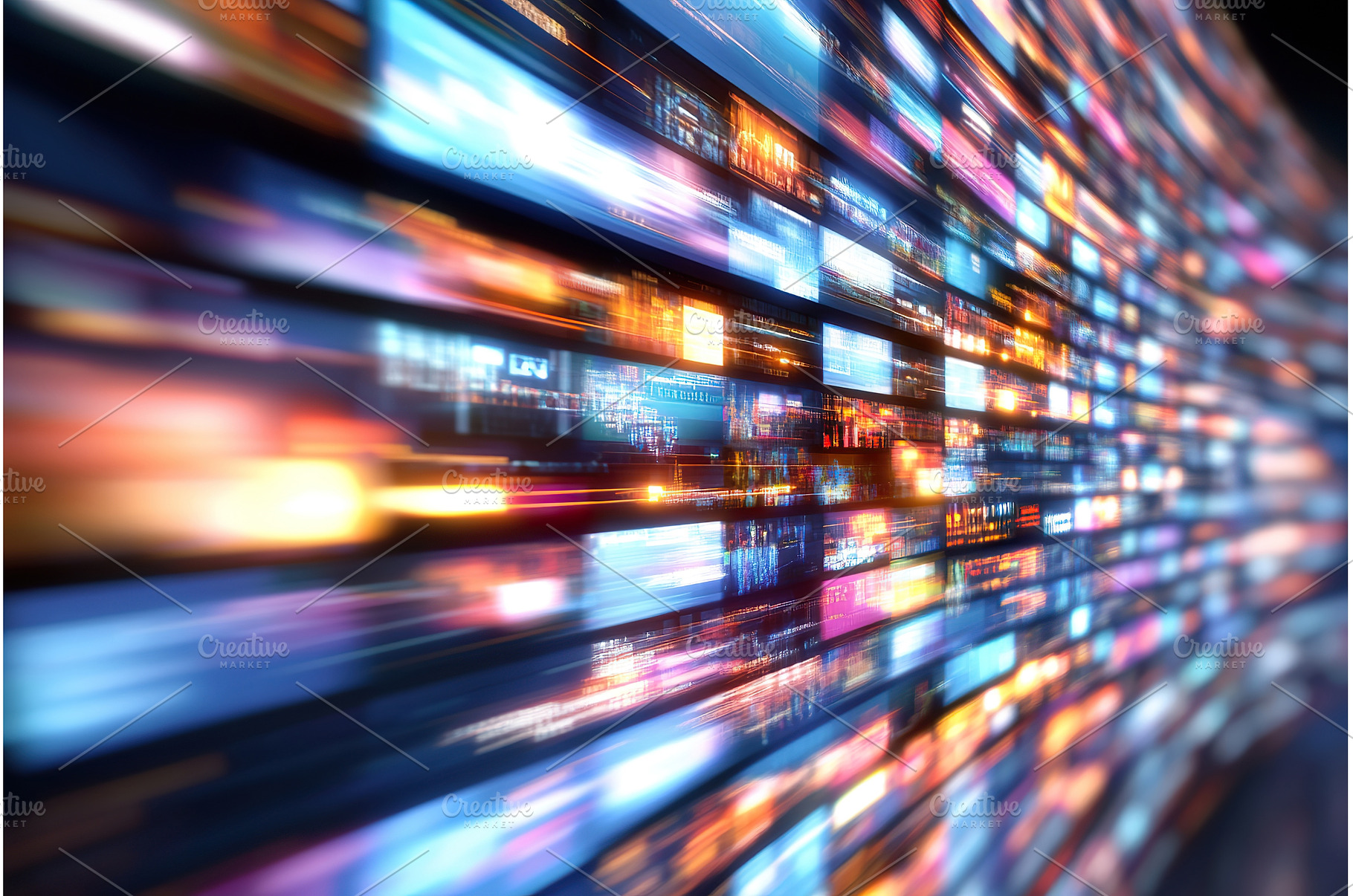 Abstract Network of Screens with, a Technology Photo by Lermont51