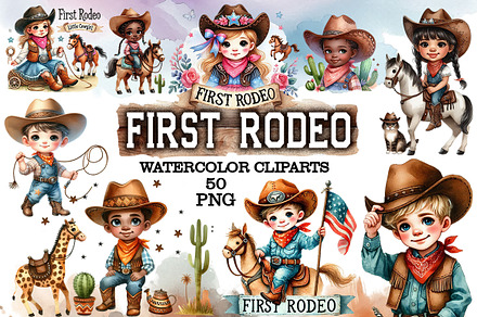 First Rodeo watercolor clipart