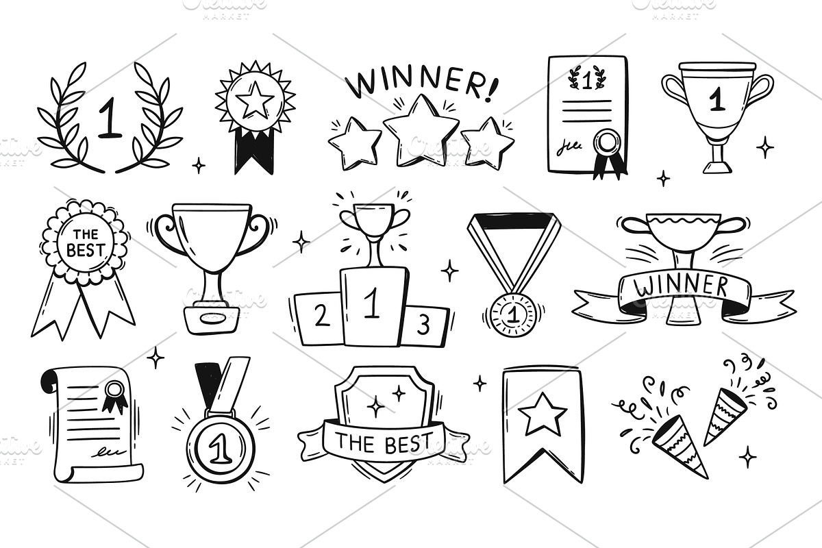 Award and winner doodle, hand drawn, an Object Illustration by winwin.art