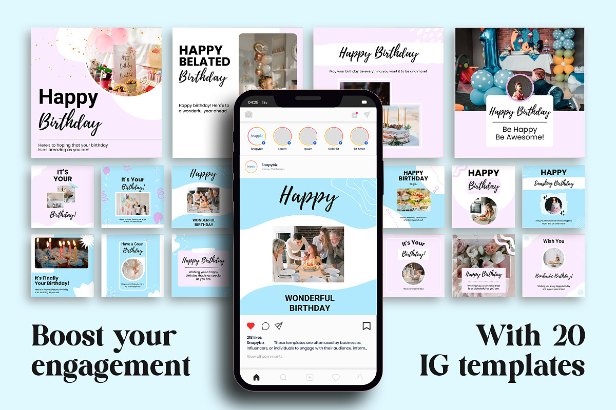 Happy Birthday Instagram Canva Post, a Social Media Template by Snapybiz (Photo 9 of 10)