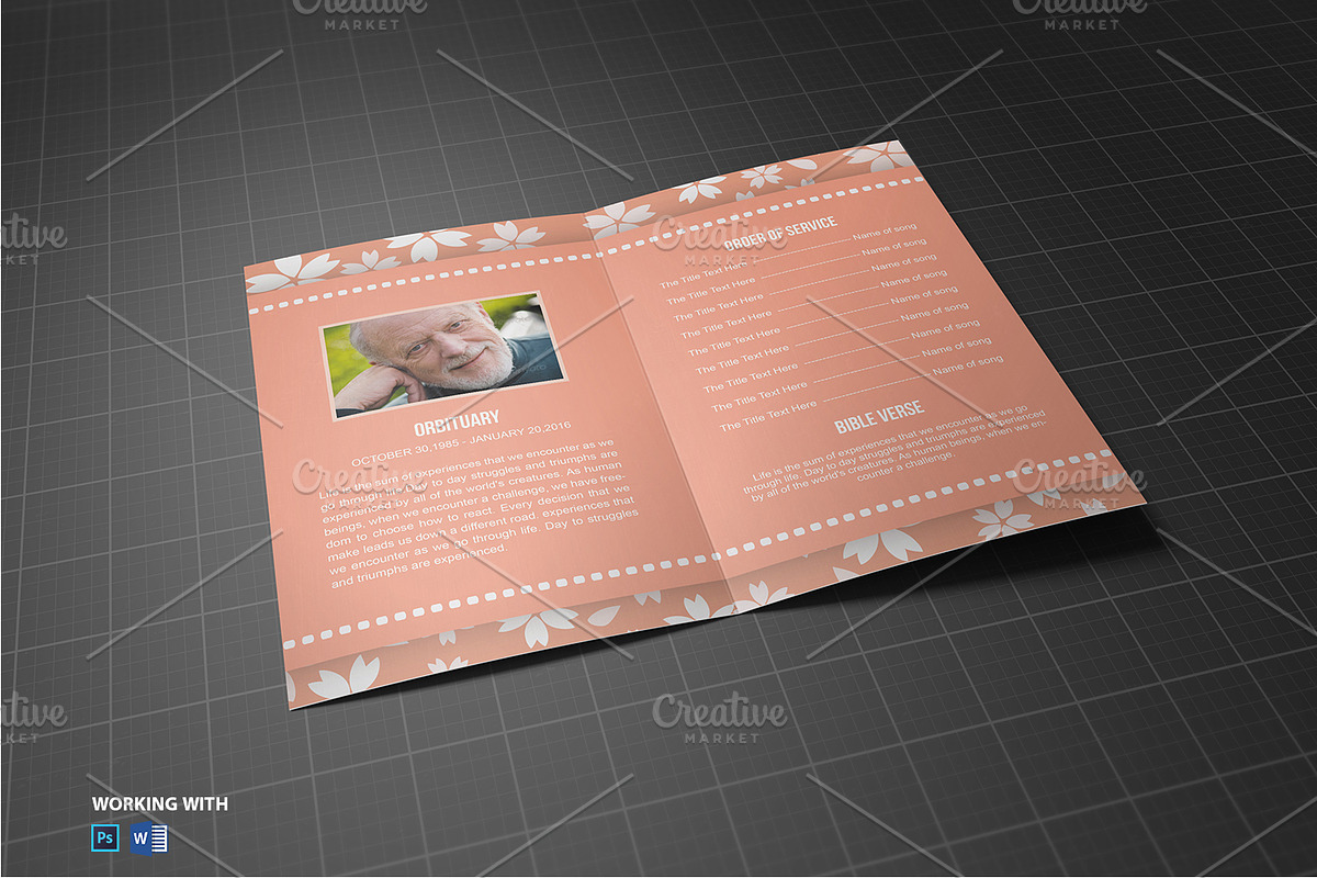 Funeral Program Template Printable, a Brochure Template by Madhabi Studio (Photo 4 of 5)