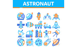 Astronaut Equipment Collection Icons