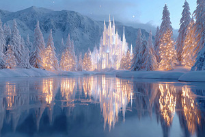Magical winter landscape with ice castle and reflections, a Nature Photo by AlyaAnd