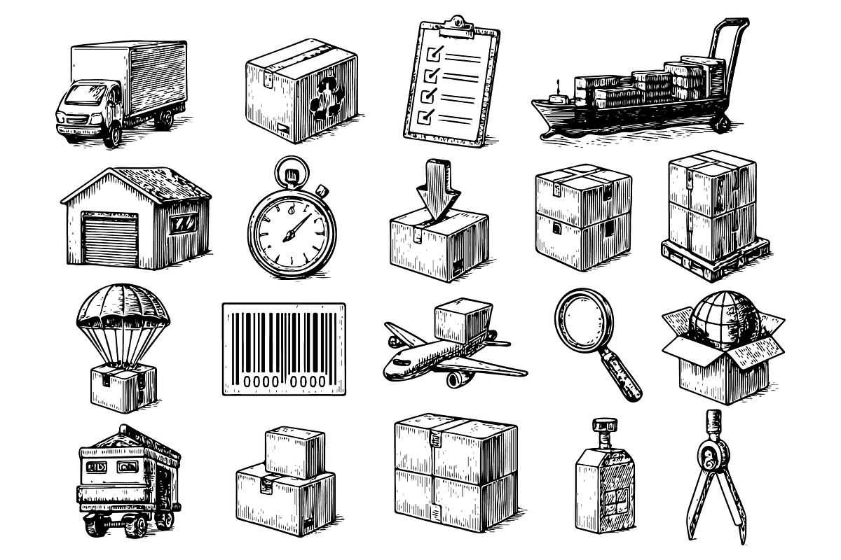 Vintage Logistics Icon Set, an Object Graphic by RT Studio (Photo 2 of 4)