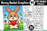 Bunny Basket Coloring Book For Kids, an Animal Illustration by Design Station (Thumbnail 1 of 8)