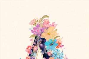 Letter A art creation with vibrant floral arrangements and colorful botanical d, an Illustration by Studio ANNA