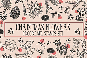 Winterflower brushes stamp Procreate