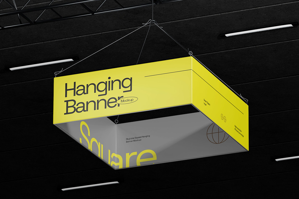 Square Hanging Banner Mockup, a Product Mockup by fakhroo (Photo 3 of 3)