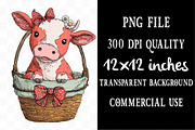 Whimsical Easter Cow Clipart, an Illustration by Designking (Thumbnail 4 of 5)