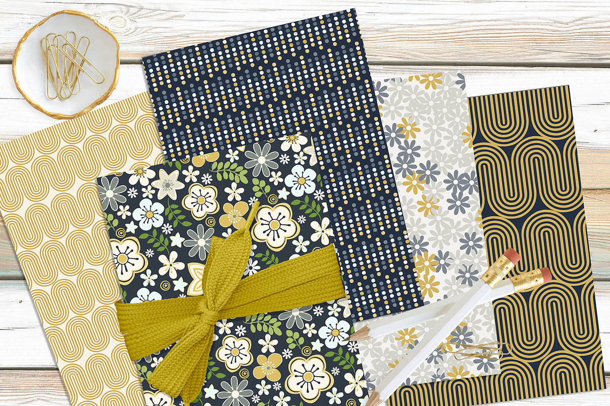 Navy Daisy Printable Scrapbook Paper, a Pattern Graphic by Posh Papers & Patterns (Photo 5 of 8)
