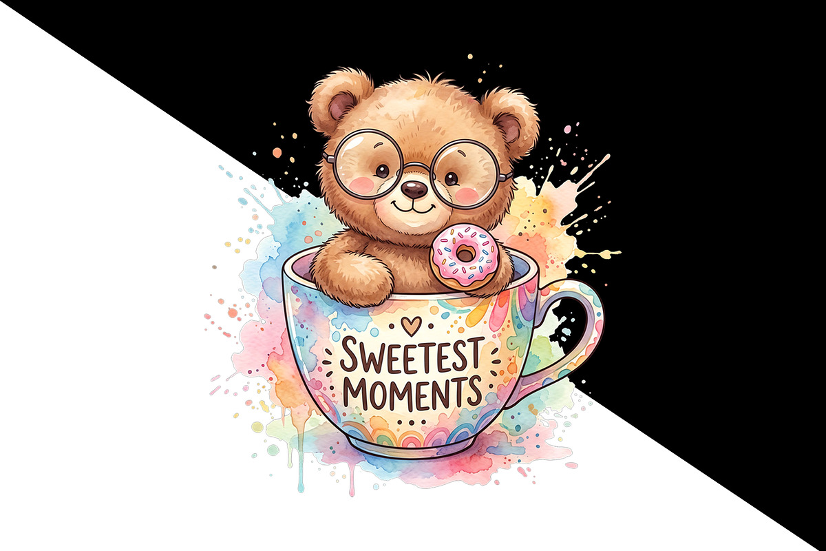 Watercolor Cute Bear Coffee Clipart, an Object Illustration by zahidhossainalif (Photo 3 of 3)