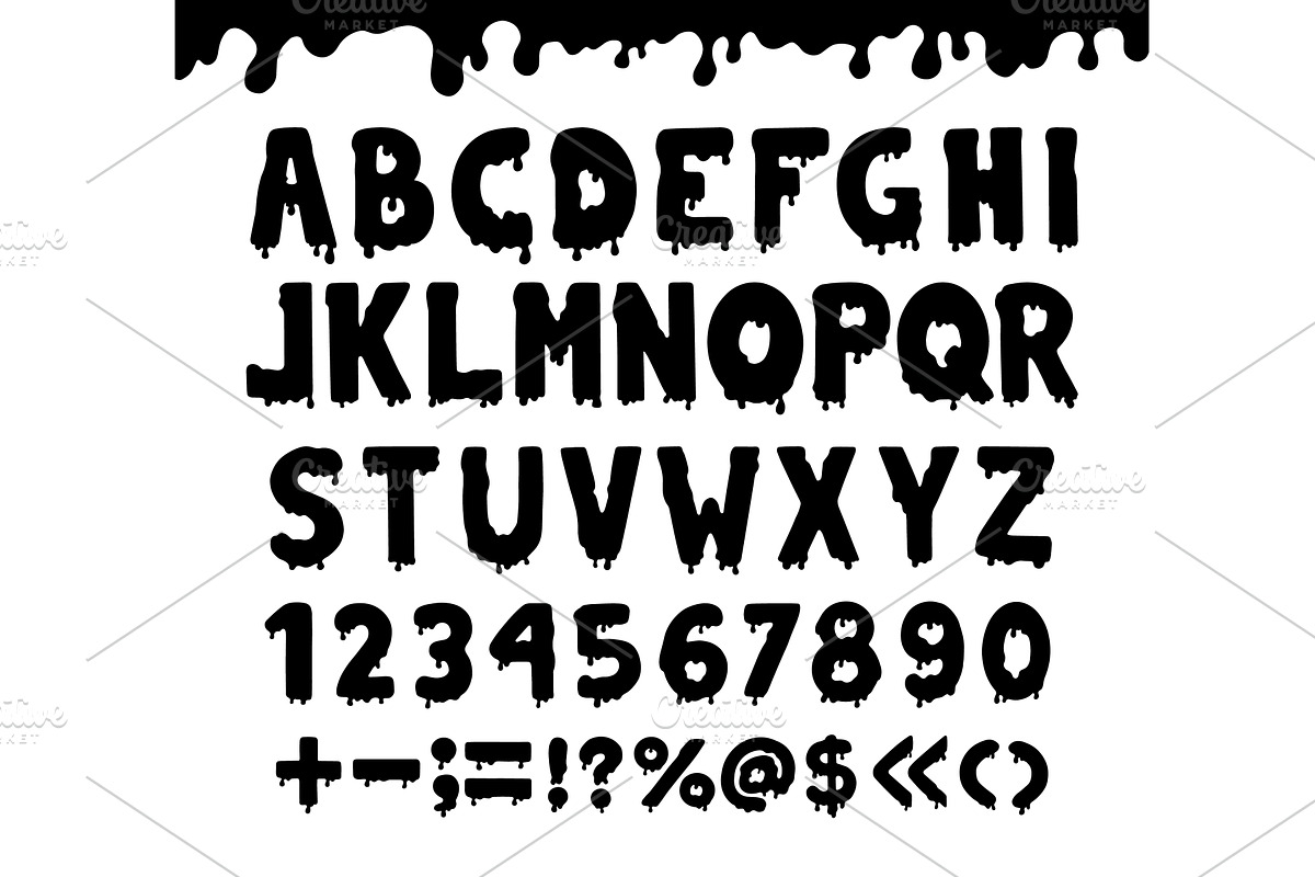 Black liquid ink letters. Letters, an Object Illustration by Valerie Bodnar