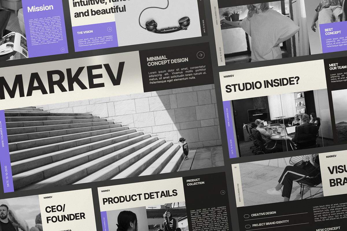 Markev Minimal Brand Google Slide, a Presentation Template by Portocraft (Photo 1 of 7)