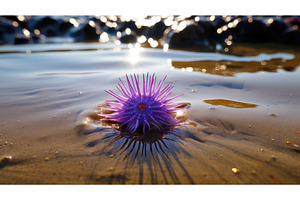 ocean purple sea urchin ai generated, a Nature Photo by pikepicture