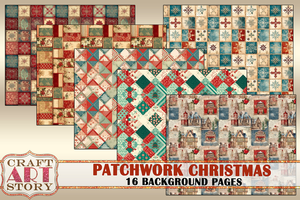 Vintage Collage Patchwork Christmas, a Seasonal Illustration by CraftArtStory (Photo 4 of 4)