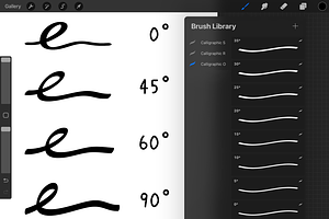 Procreate Oval Calligraphic Brushes, a Brush Add-On by 103cia