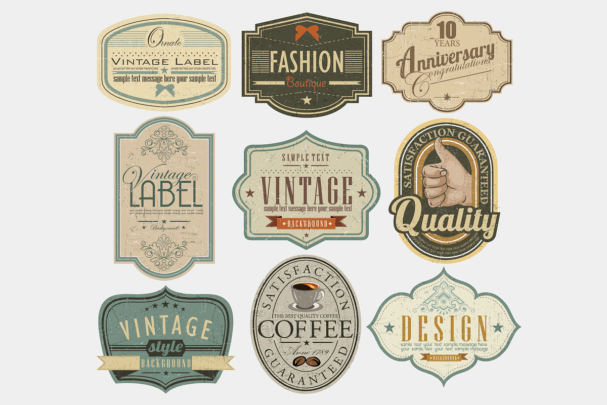 Retro vintage labels, a Business Card Template by Vector Maker