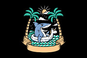 Shark relaxing on the beach, an Animal Illustration by gunaonedesign (Thumbnail 1 of 5)