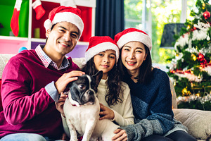 Portrait of happy asian family father and mother with daughter i