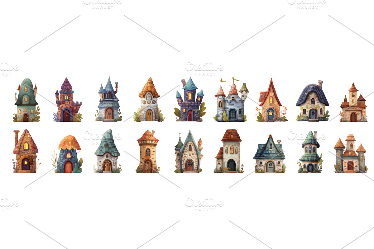 houses fairytale cartoon set, an Object Illustration by Stock-Smart-Start