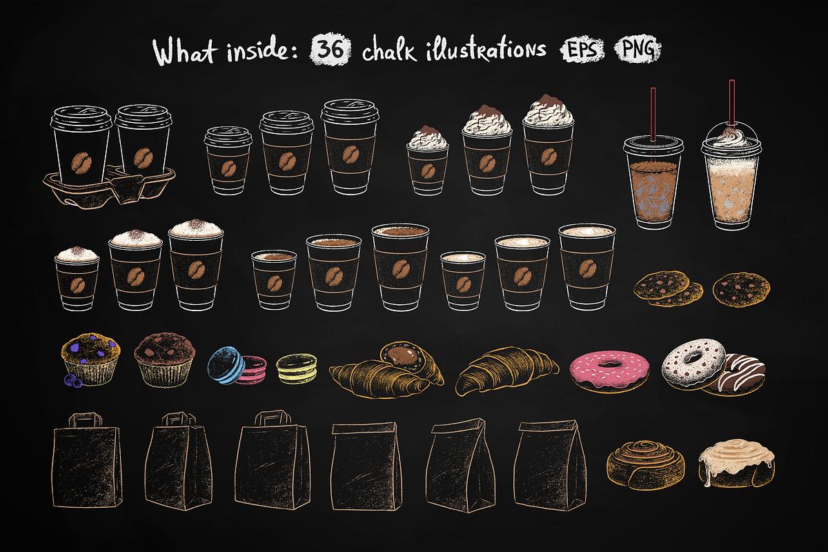 Takeaway Coffee and Sweet Food, an Object Graphic by Sonya Illustrations (Photo 2 of 10)
