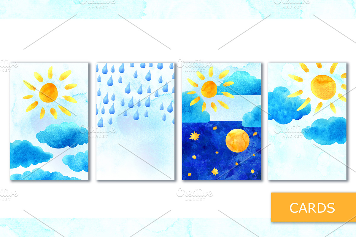 Day and night. Watercolor Collection, a Texture Illustration by Color_Brush (Photo 6 of 10)