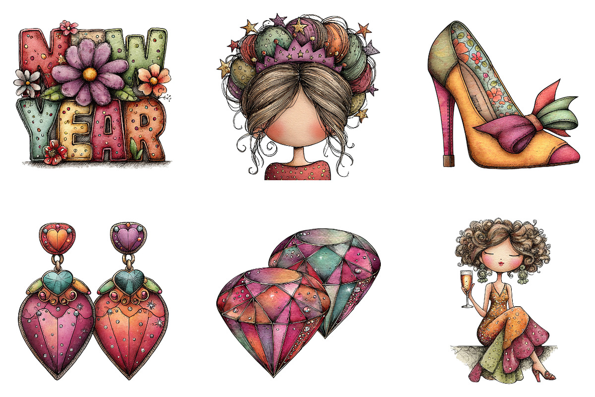 New Year Clipart, an Illustration by CreationArt (Photo 3 of 7)
