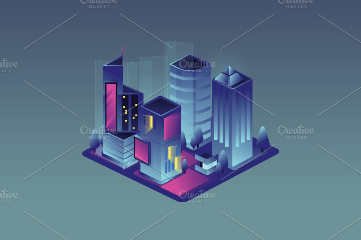 Isometric Building Set 11 Designs, a Work Illustration by Peacock_design (Photo 7 of 12)