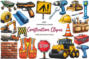 Watercolor Construction Clipart Bund, an Illustration by CreationArt