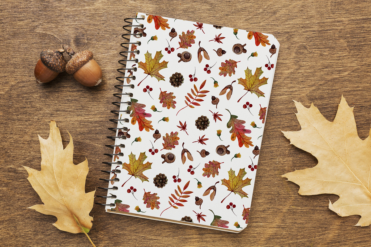 Watercolor Autumn Pattern and Frames, an Object Graphic by Dina Guiter (Photo 6 of 14)