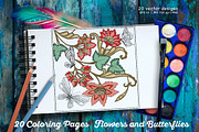 Flowers and Butterflies, a Decorative Illustration by Elen-Lane (Thumbnail 1 of 5)