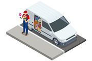 Flower courier with smartphone and, a Transportation Illustration by Golden Sikorka (Thumbnail 3 of 3)