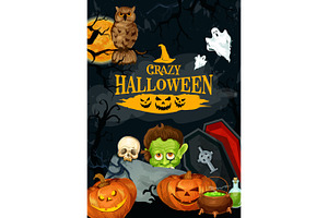 Halloween Night Party Vector Holiday Poster