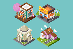 Nice City Isometric Buildings Set! 