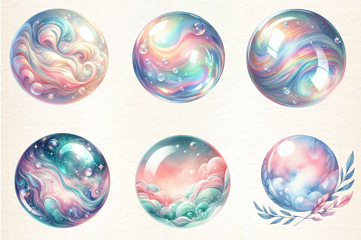 Pastel Soap Bubbles Clipart, an Illustration by DreamArtGraphic (Photo 2 of 4)