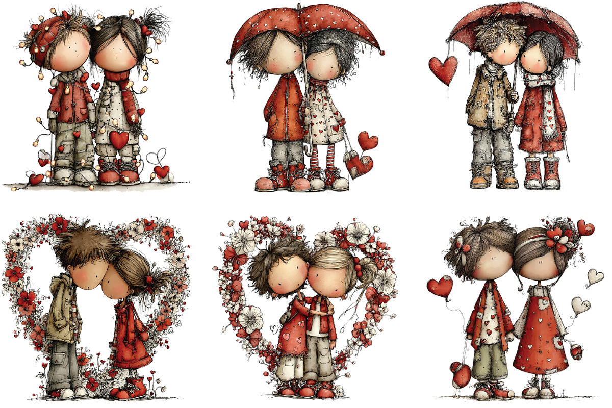 Romantic Valentine Couple Clipart, an Illustration by CraftArtStudio (Photo 4 of 6)