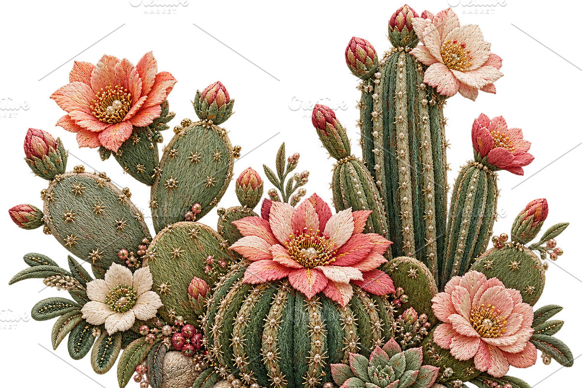 Beaded Flowering Cactus PNG, an Object Graphic by The Edit (Photo 1 of 3)