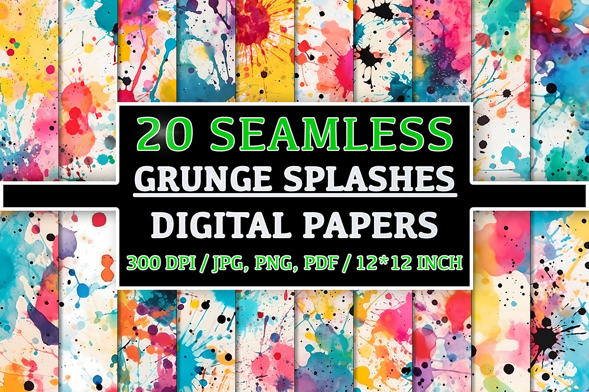 20 Seamless Grunge Color Splashes, a Pattern Graphic by Nordic Design (Photo 1 of 9)