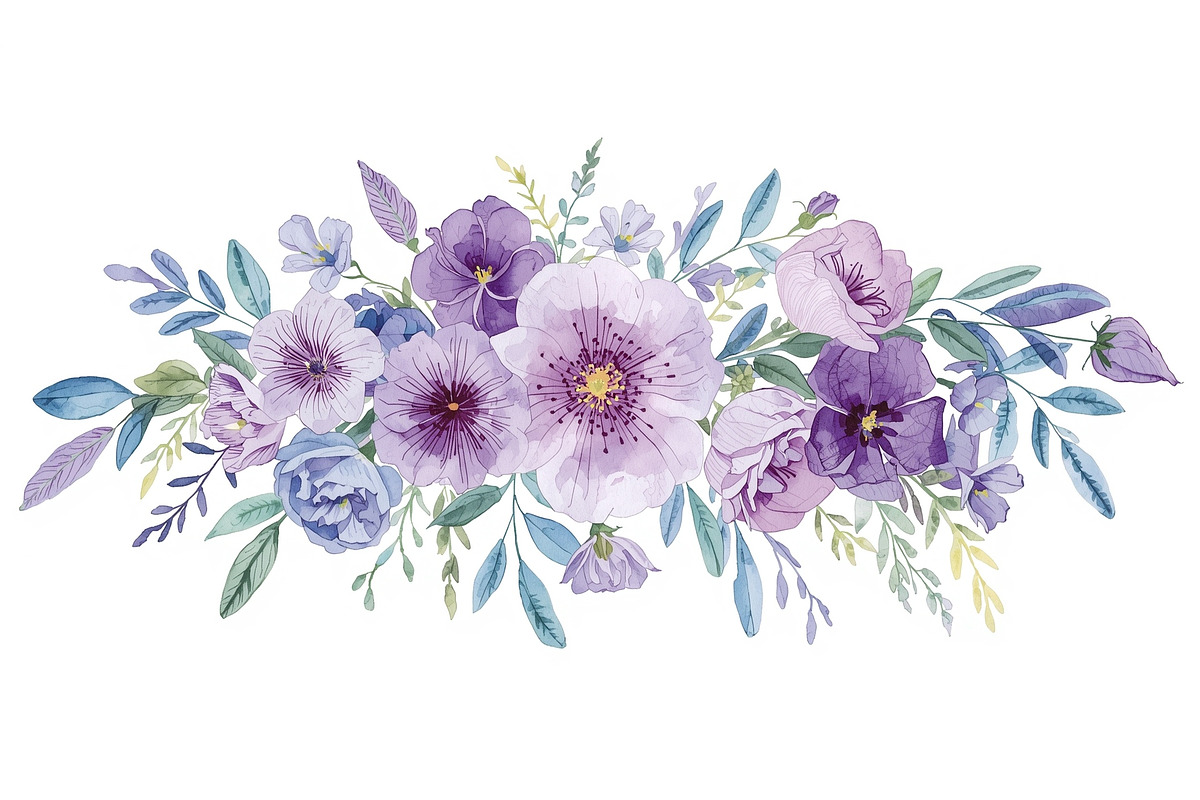 Elegant Purple Floral Set, an Illustration by balal (Photo 5 of 11)