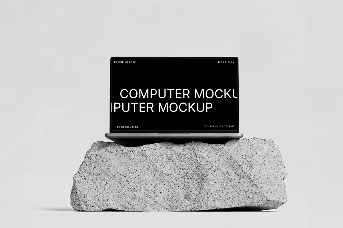 Computer Mockup on White Stone, a Mac Mockup by rodrigofkaminski (Photo 3 of 4)
