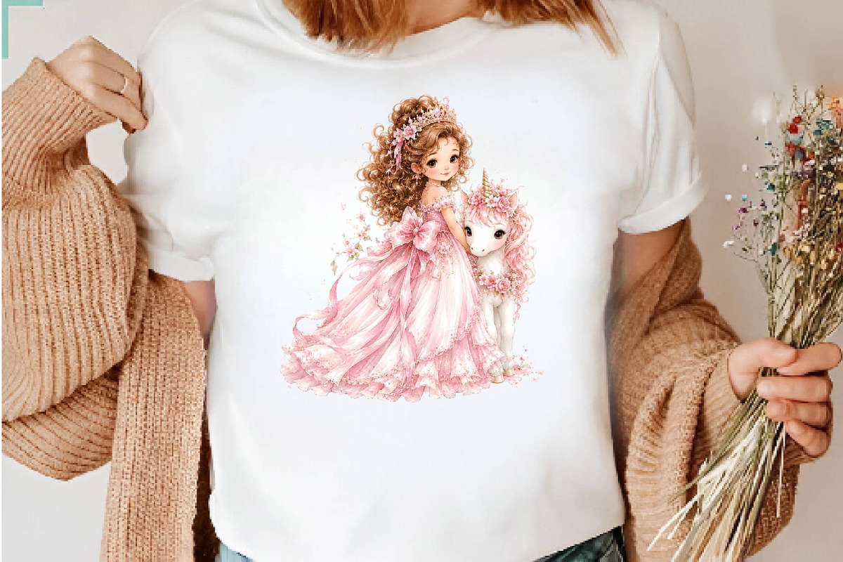 Princess and Unicorn Watercolor, a Seasonal Illustration by CreationArt (Photo 7 of 8)