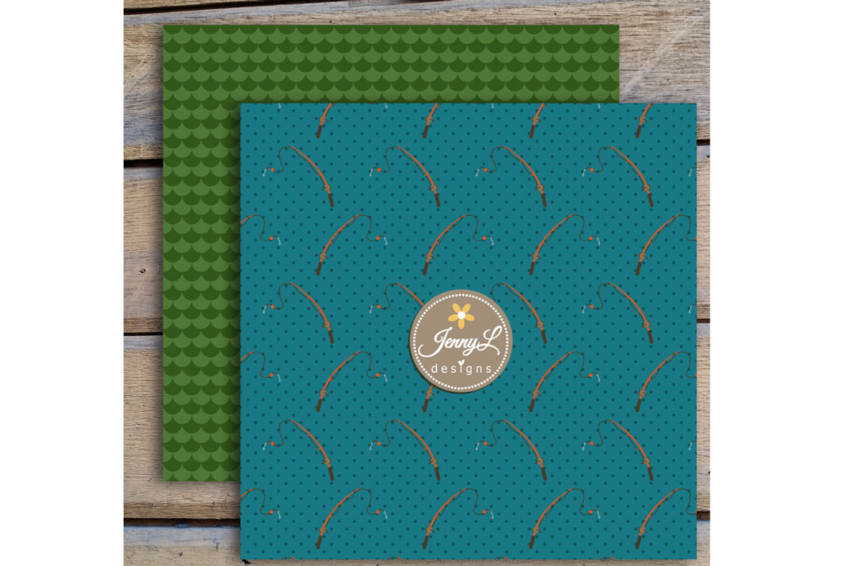 Fishing Digital papers & clipart, a Pattern Graphic by JennyL Designs (Photo 3 of 5)